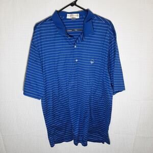 Fairway & Greene Men’s XL Golf Polo Shirt Blue Stripe Mercerized Cotton Korea